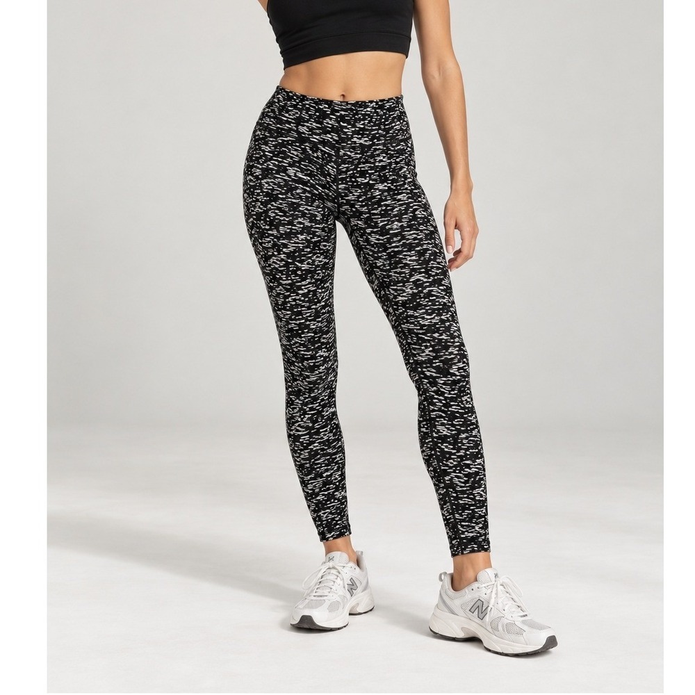 lululemon Wunder Under High Rise Tights Women's 6 Black White Abstract Active